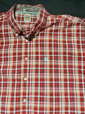 CINCH Mens Shirt XXL Red/Gold Plaid Pearl Snaps Western Wear Long Sleeve NWOT